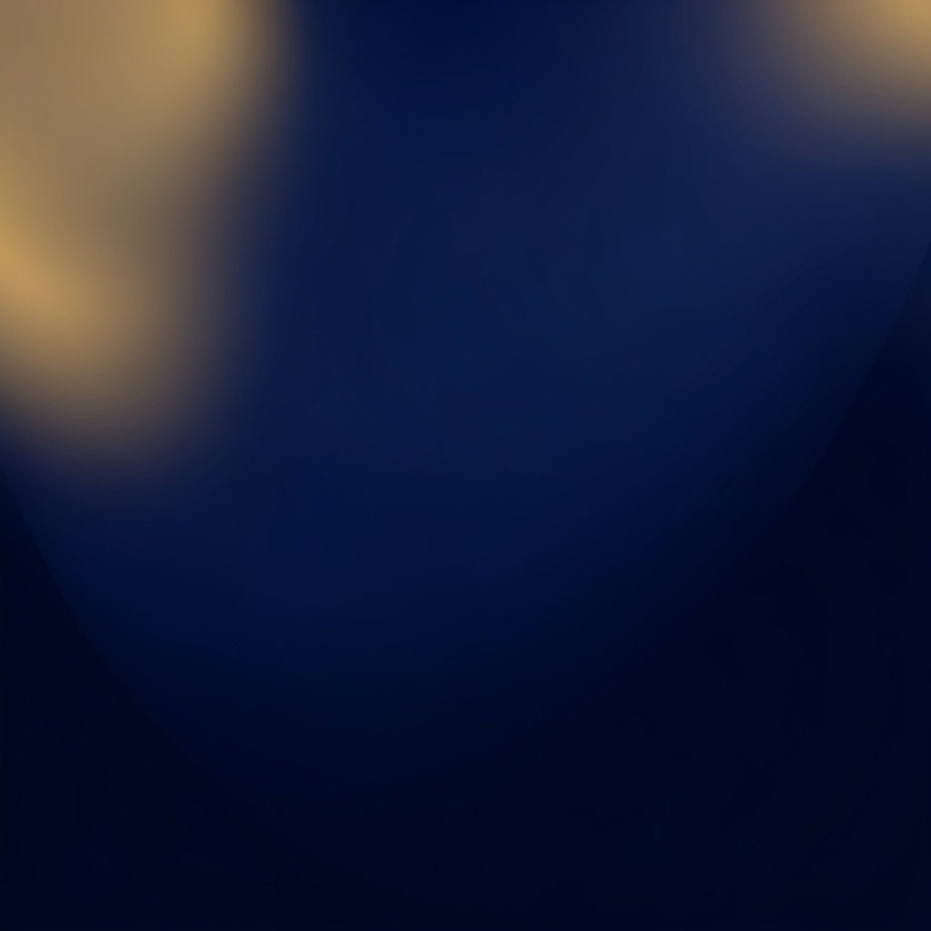 A deep navy-blue abstract gradient composition with soft golden highlights, no figures or objects
